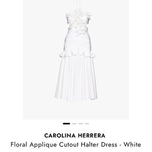 Carolina Herrera Floral appliqué cutout halter dress